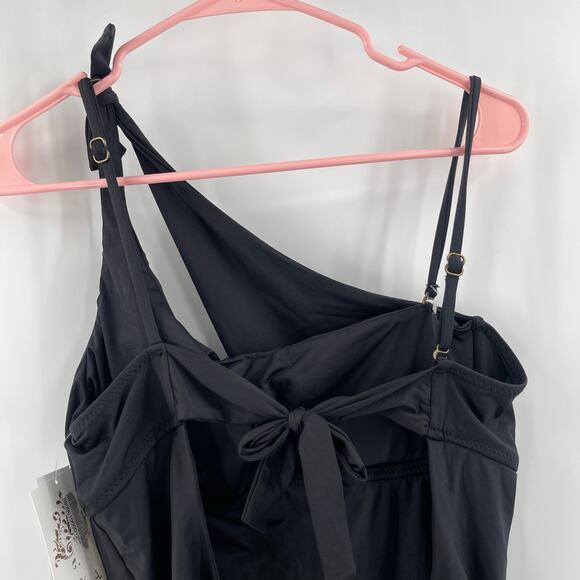 BECCA Swimsuit Size Large One Piece Asymmetrical Cutout Black NWT Removable Cups - Picture 10 of 16